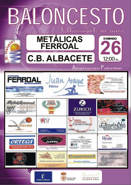 cartel jornada 3 Metalicas Ferroal CB Daimiel vs CB Albacete